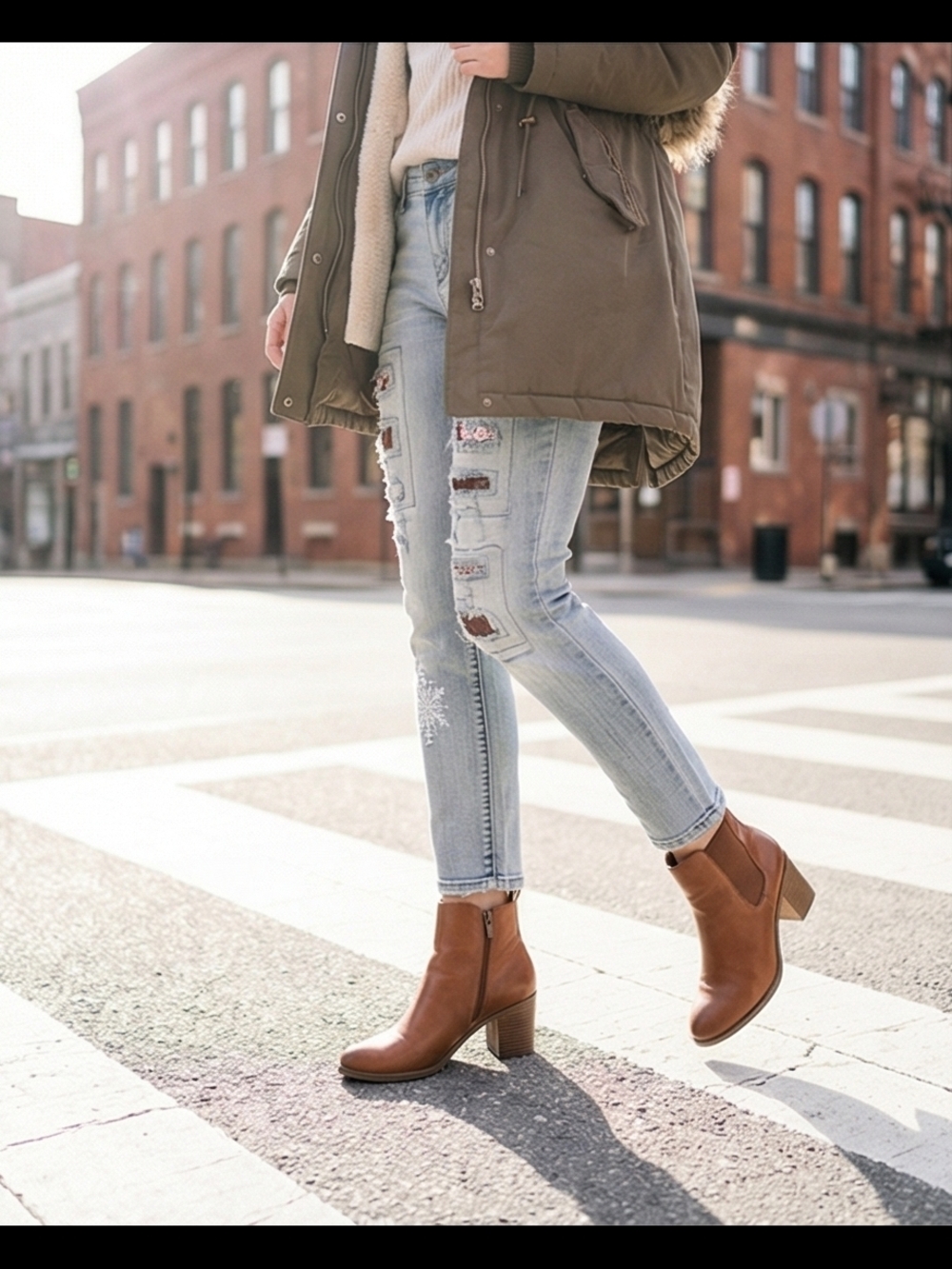 Coco + Carmen Light Wash Distressed Skinny Jeans